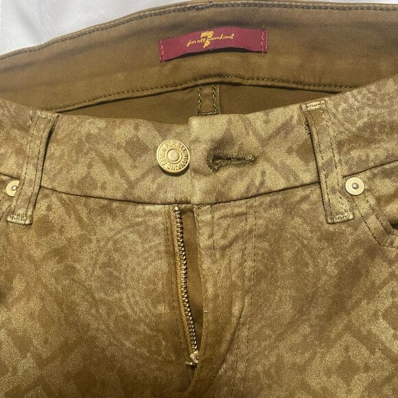 7 For All Mankind Women's Gold 28 Cropped Skinny Ankle Jeans - Picture 14 of 15